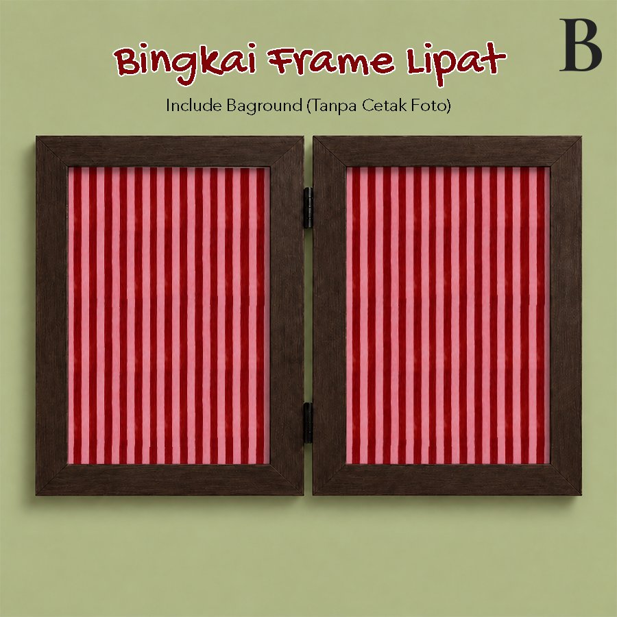 Bingkaimu Bingkai Lipat 2 + Baground Pajangan Meja Background Red Stripe Aesthetic
