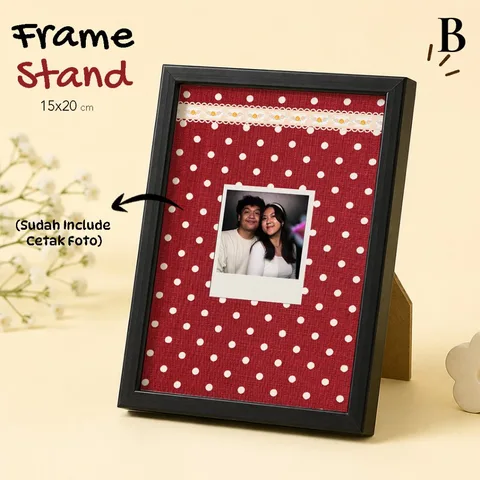 Bingkaimu Bingkai Foto Kado Couple Frame Stand Meja Polkadot Merah Vintage Termasuk Cetak Foto